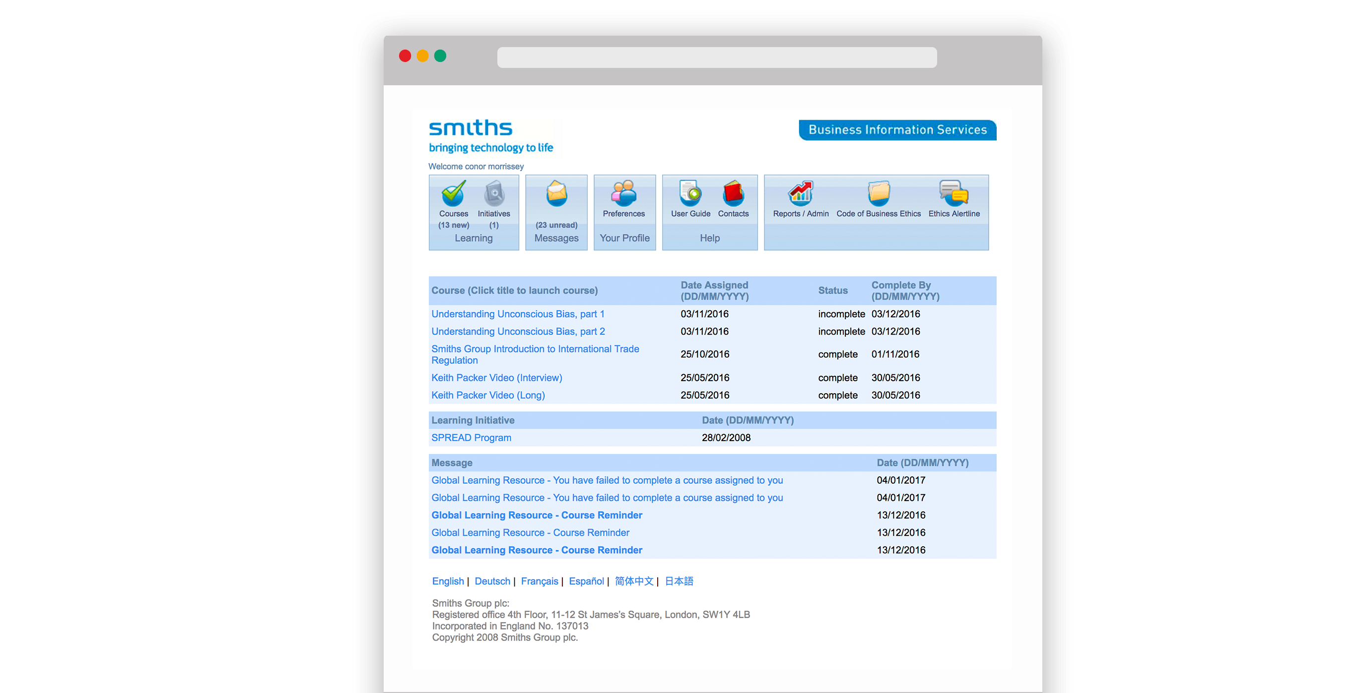 Smiths Group PLC Website 2