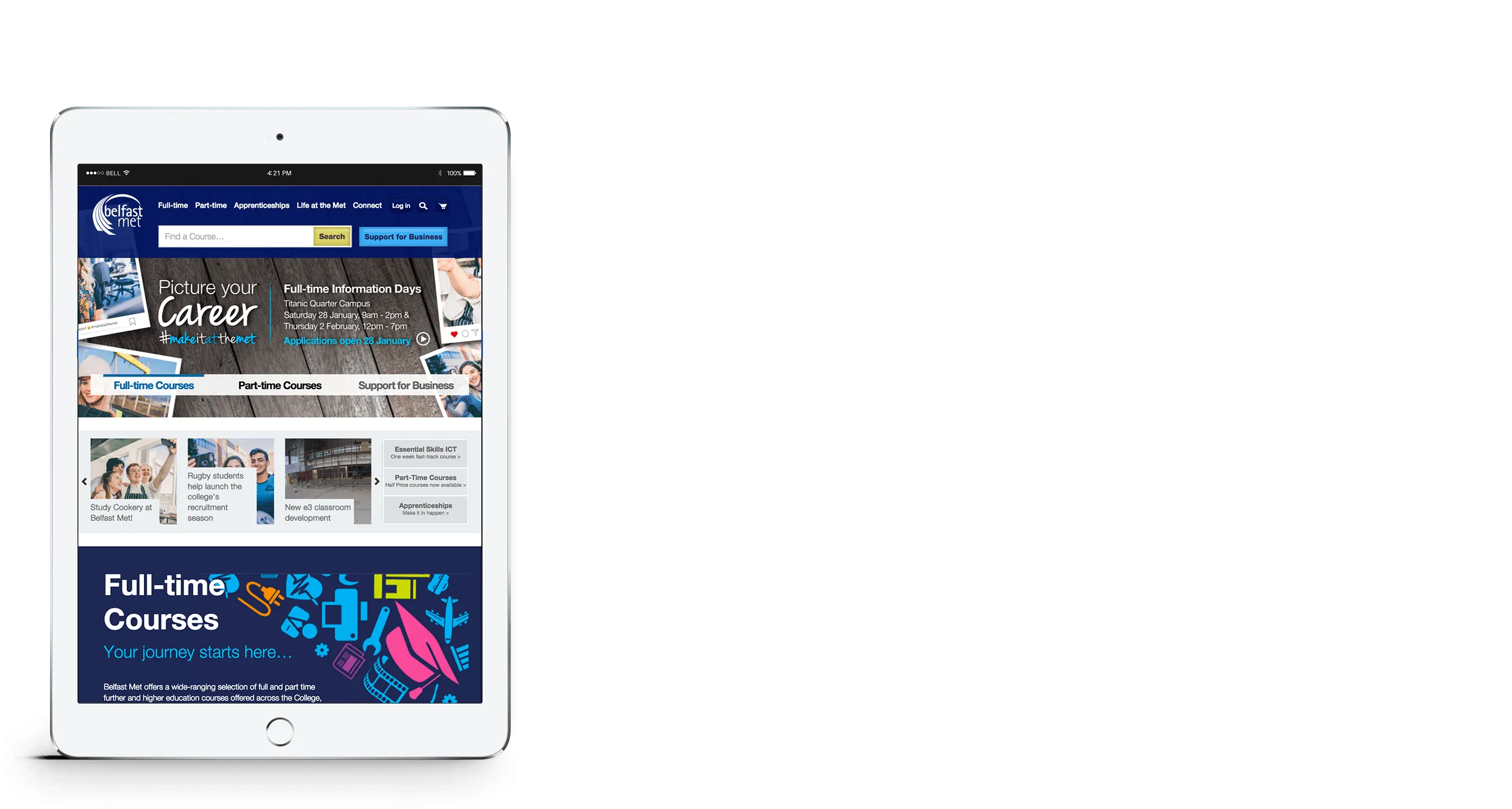 Belfast Met Website Development Responsive Tablet