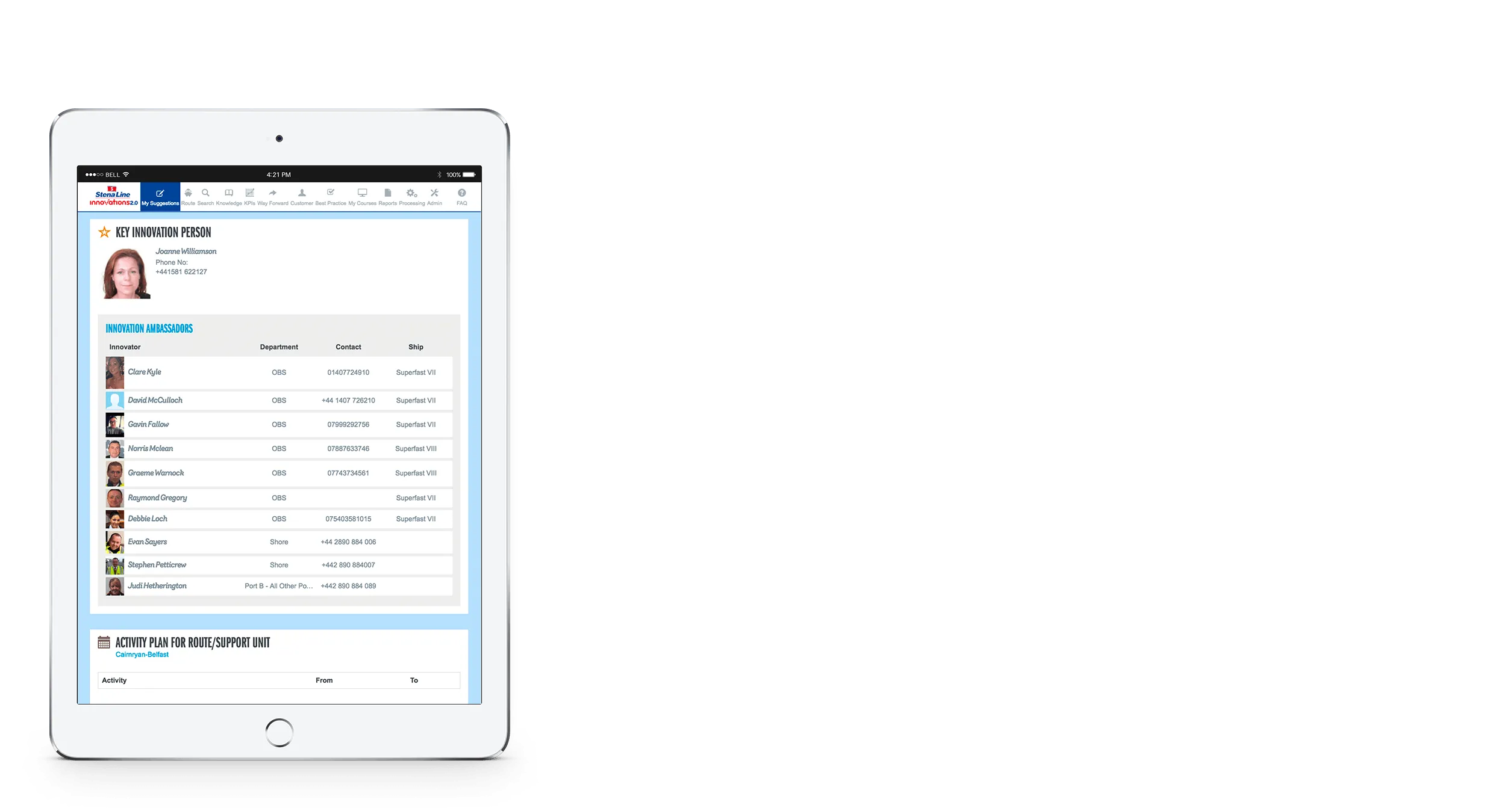 Stena Line Staff Innovations Application Tablet