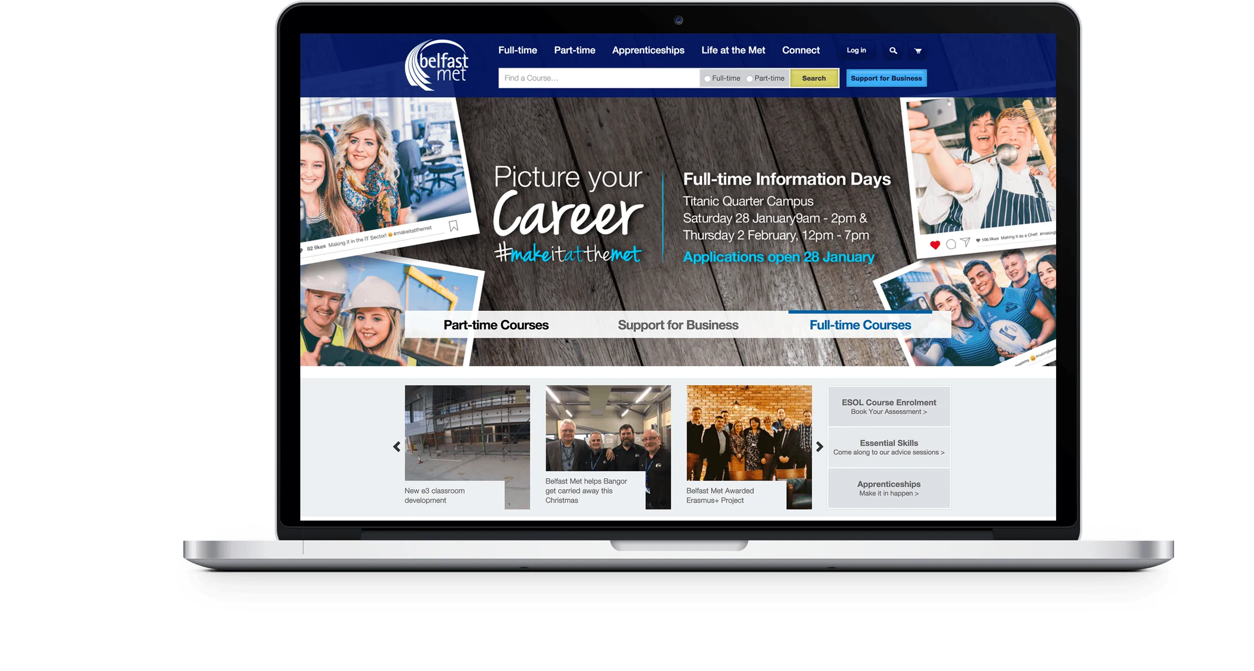 Belfast Met Website Development Responsive Desktop