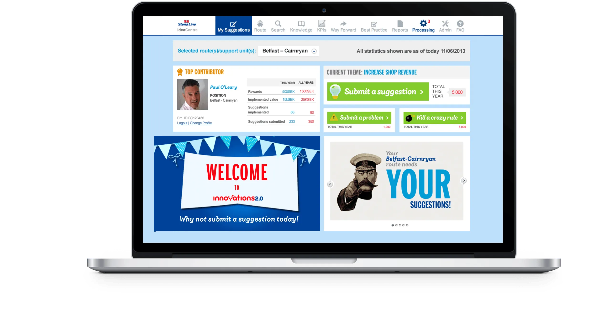 Stena Line Staff Innovations Application Desktop