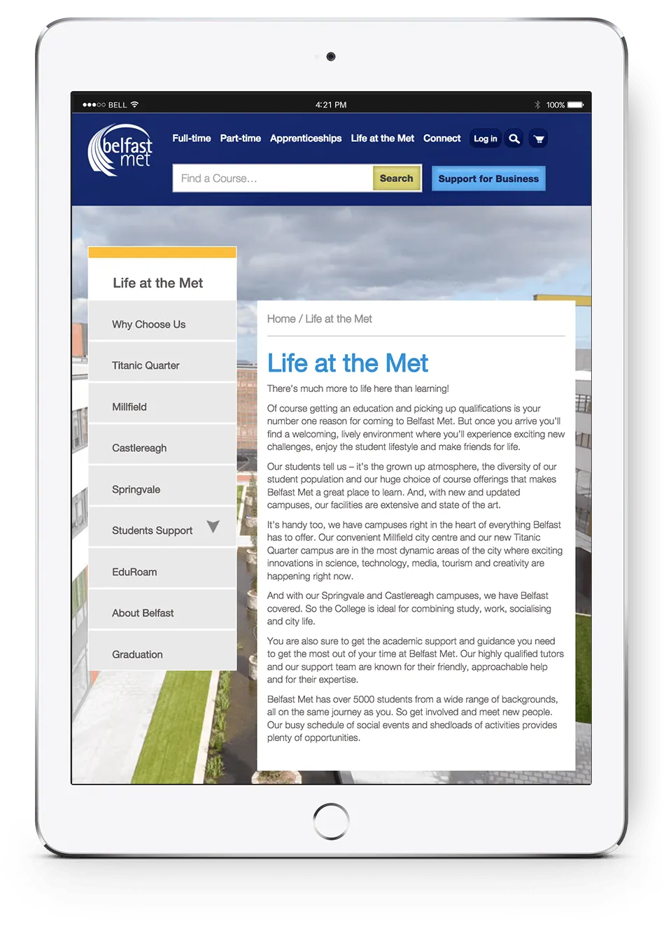 Belfast Met Website Development Column Right
